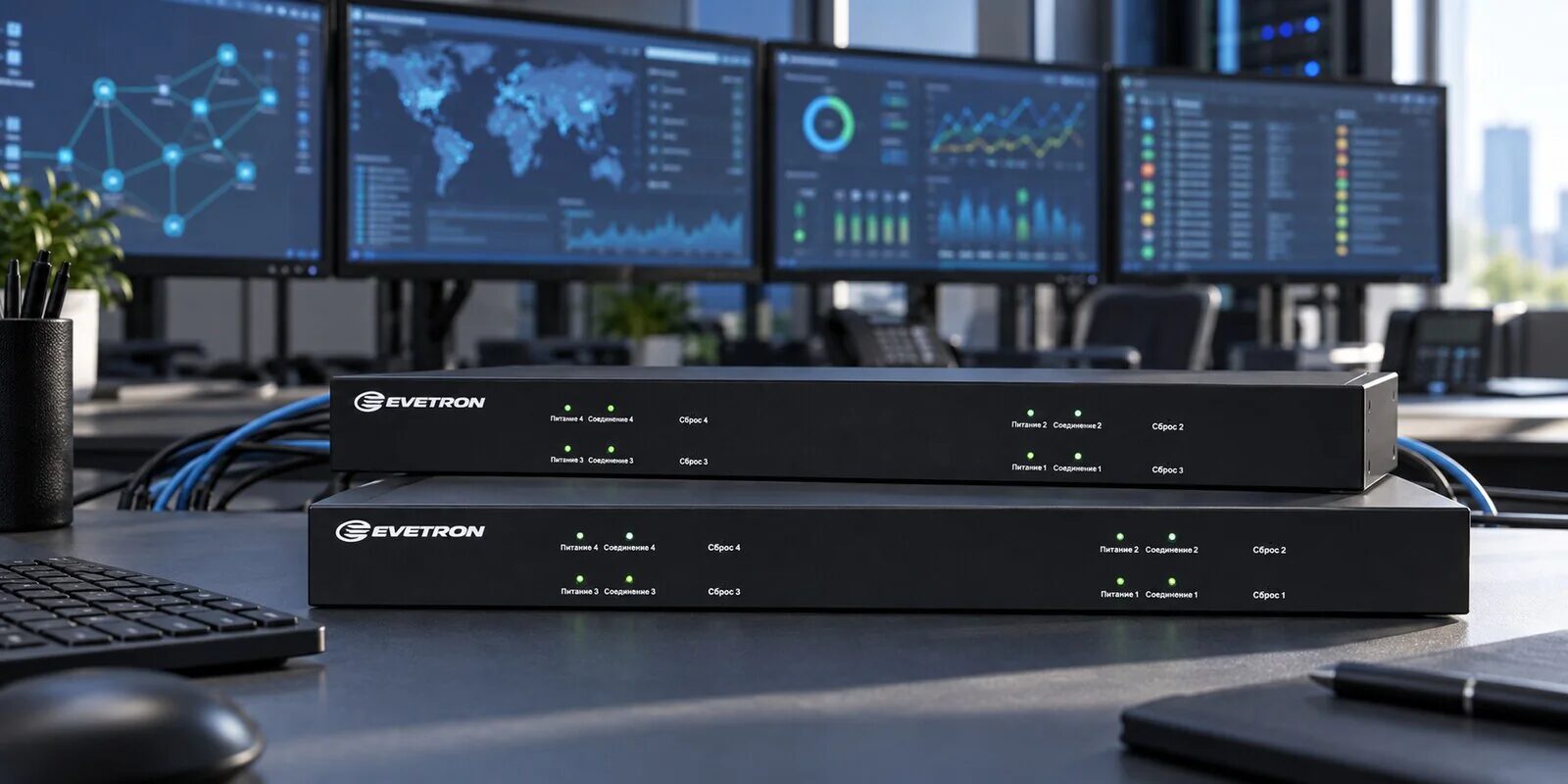 Evetron LHC 4UA-RED: четыре HDMI-экрана под защитой