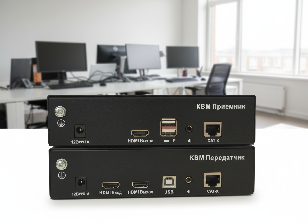 Evetron LHC 1UA: Full HD KVM 150 м по витой паре