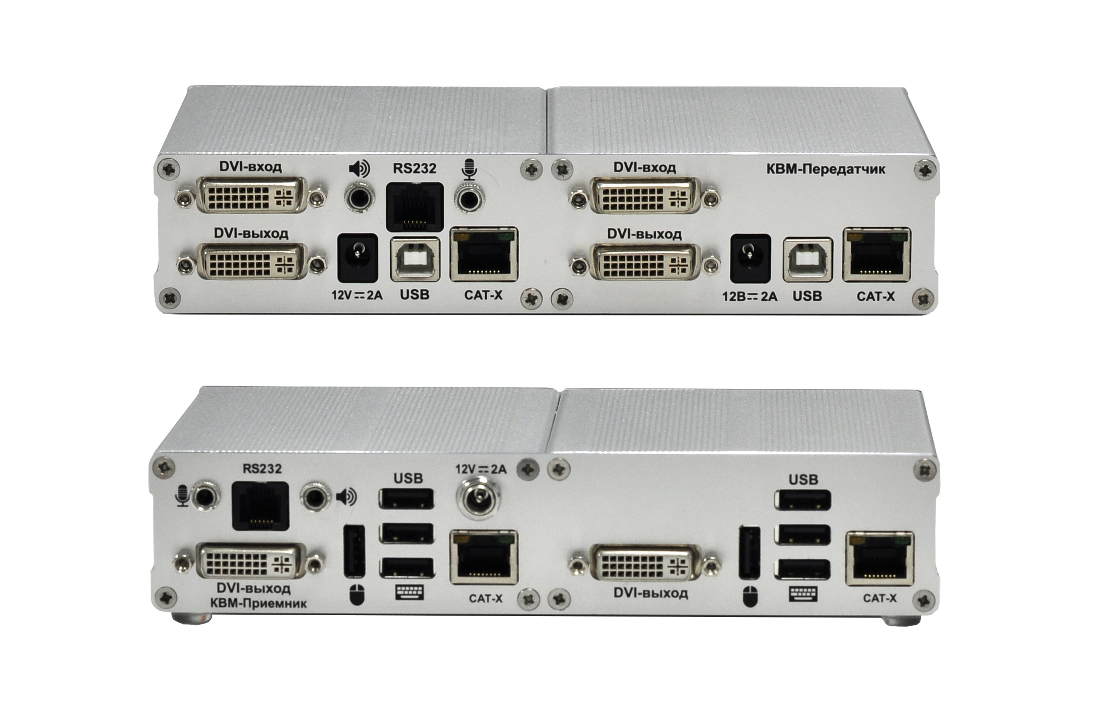 Двухмониторный DVI KVM-удлинитель по витой паре с резервным питанием Evetron ADC 2U2 — основной вид