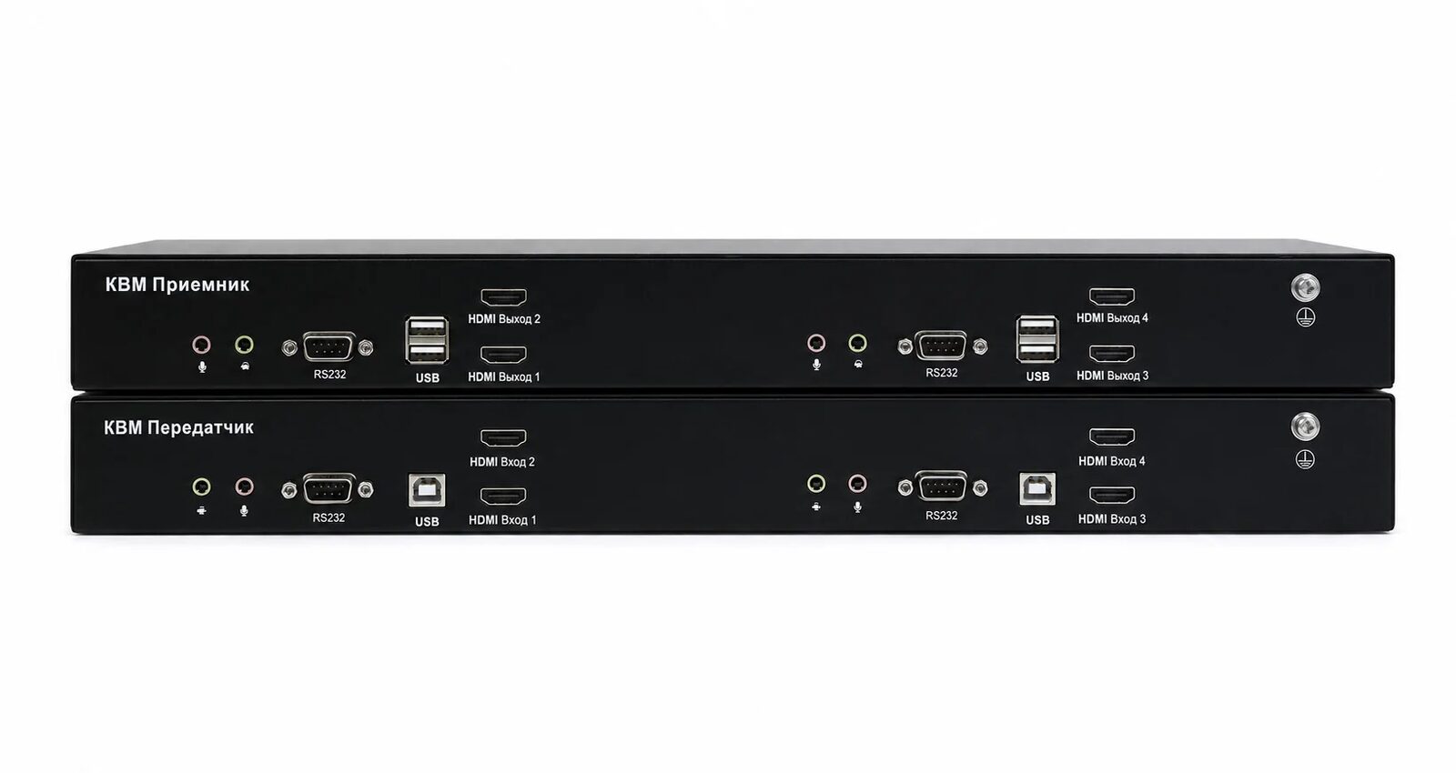 Четырёхмониторный HDMI KVM-удлинитель с резервным питанием Evetron LHFC 4U2AR-RED-SK