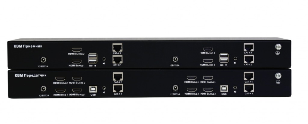 Четырёхмониторный HDMI KVM-удлинитель Evetron LHC 4UA-RED с резервным питанием