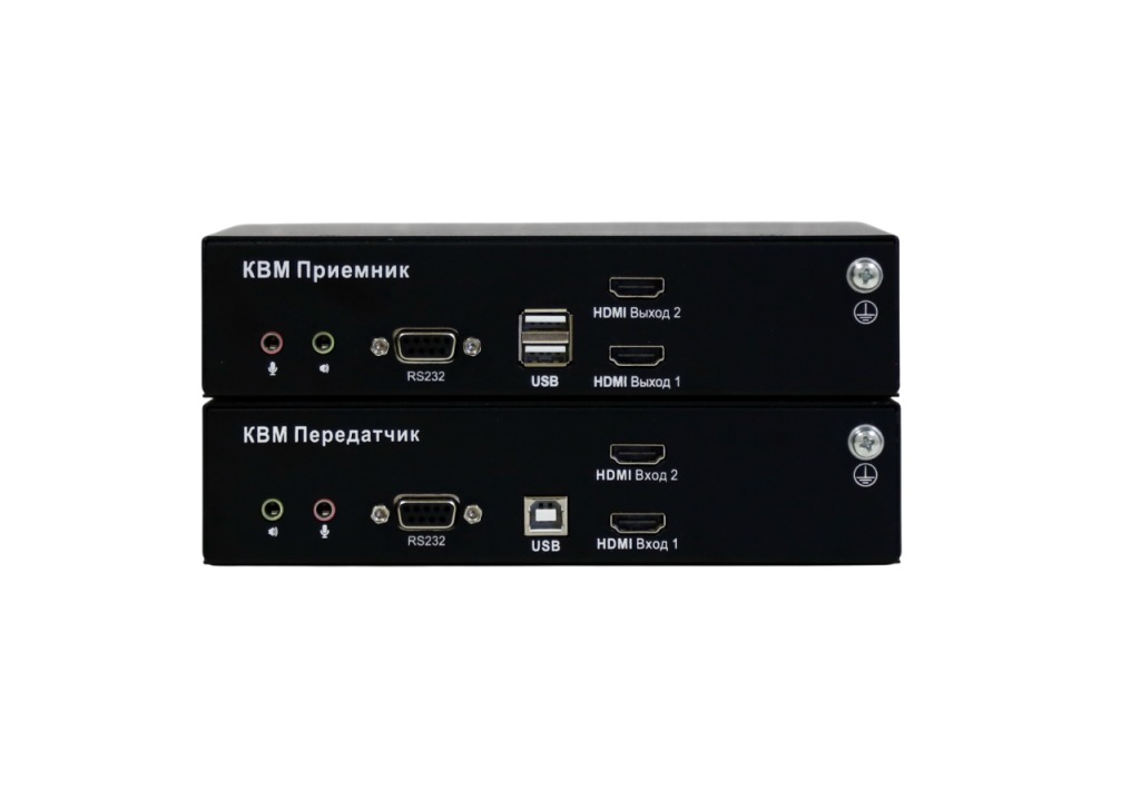 Двухмониторный HDMI KVM-удлинитель с резервным питанием Evetron LHFC 2U2AR-RED-SK
