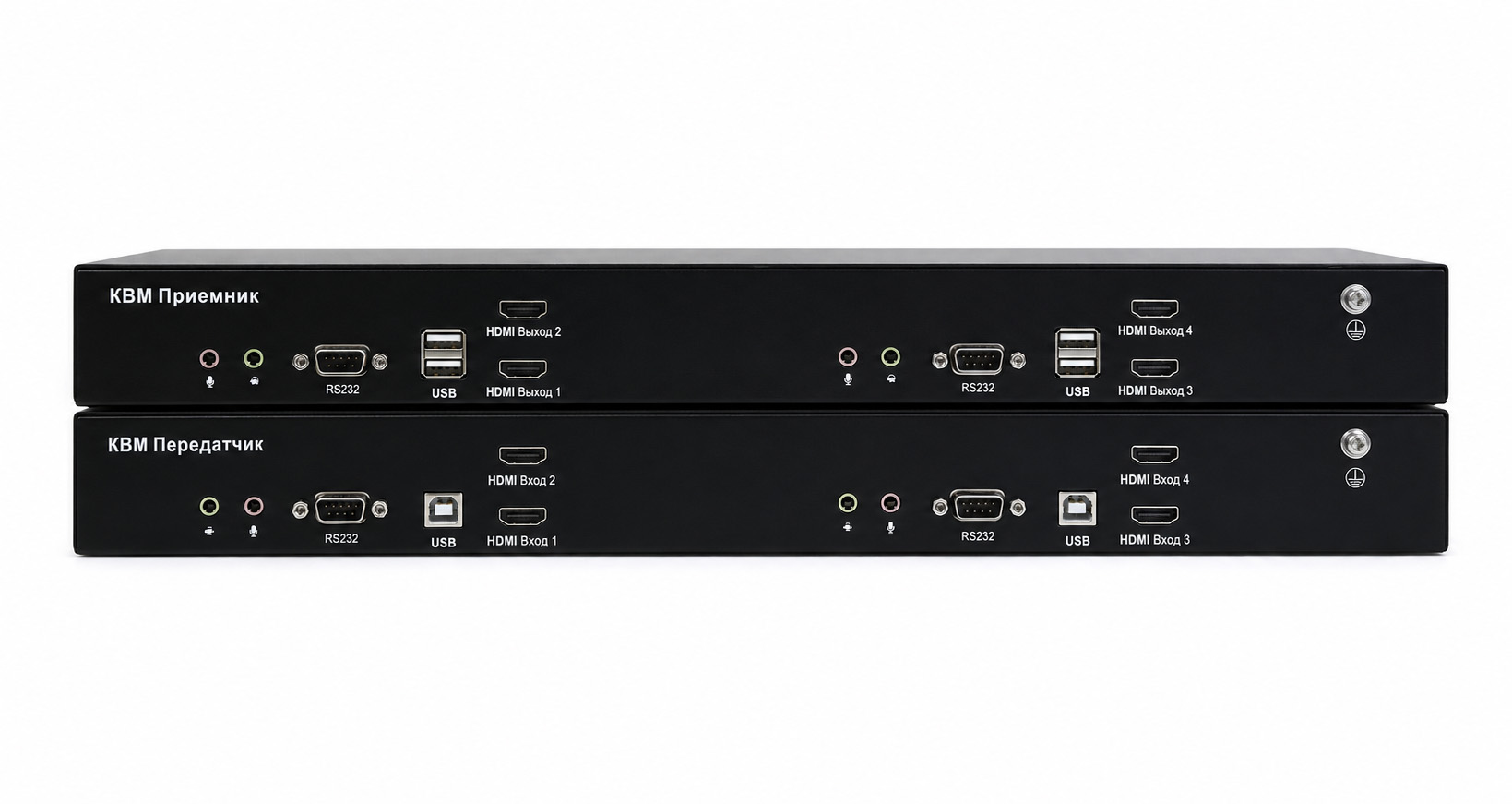Четырёхмониторный HDMI KVM-удлинитель с резервным питанием Evetron LHFC 4U2AR-RED-SK