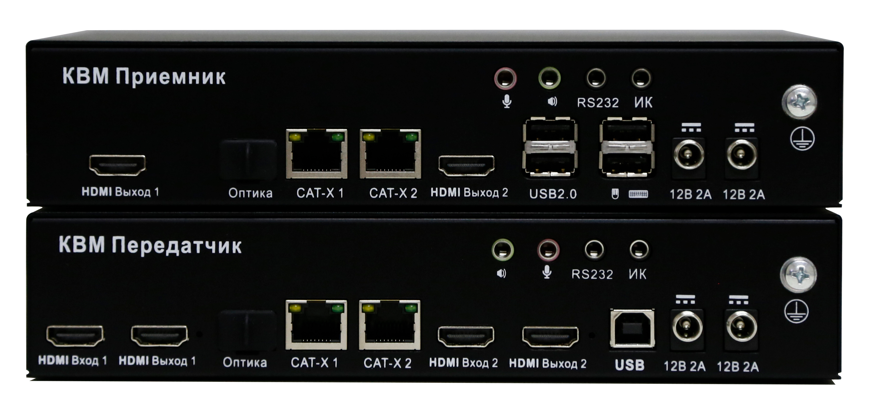Evetron LHFC 2U2AR-RED-SK-SW – двухмониторный матричный HDMI IP KVM-удлинитель